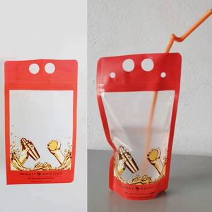 Bolsas de Plástico Biodegradables para Bebidas, Impresas en Huecograbado, Personalizables, con Pajita, para Cerveza, Vodka, Agua Mineral, Jugo, Tequila - Product Image 5