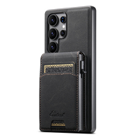 SUTENI untuk Samsung S26 Ultra Casing Ponsel Magnetik Pengisian Daya Nirkabel Slot Kartu Dompet Tombol Kotak Kartu Bingkai Foto Mendukung S25