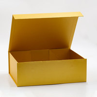 Boîte cadeau rigide pliable avec couvercle magnétique, couleur jaune doré, en stock, vente en gros