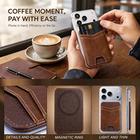 Tarjetero Magnético con Bloqueo RFID de Cuero PU, Funda Desmontable para Tarjetas para iPhone, Samsung, Google