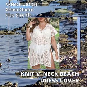 Factory OEM&ODM Custom Summer New Women's V-neck Knitted Beach Wear Sexy Hollow Knit <b>Bikini</b> Dress Cover 1pc Solid Tank <b>Skirt</b> - Product Image 2