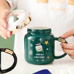 Tazas de cerámica de Feliz Navidad, <span class=keywords><strong>taza</strong></span> de café de vientre <span class=keywords><strong>grande</strong></span> con cubierta de árbol de Navidad, regalo personalizado - Product Image 2