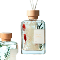 Bouteilles de diffuseur de roseau en verre carré plat réutilisable 100ml 150ml 200ml Capuchon à vis à capuchon sérigraphié