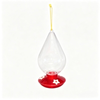 Mangeoire à colibris suspendue en forme de goutte d'eau, transparente, en plastique, avec ouvertures pour l'alimentation des fleurs, grand récipient de stockage