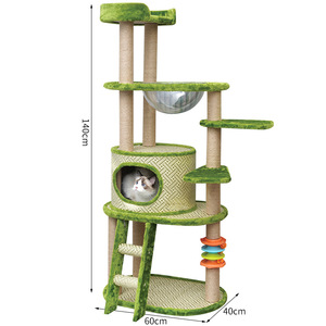 Árbol para gatos moderno de 4 niveles, 148 cm, rascador de sisal con plataforma y túnel para gatos de interior - Product Image 5