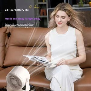 <b>Mini</b> Portable <b>USB</b> Rechargeable <b>Fan</b> 100 Speeds Stepless 3D Soft Airflow LED Display Desktop/Wall Mount Ultra Low Noise Cooling - Product Image 3