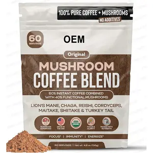 Oem Private Label Ganoderma Koffie Instant Reishi Champignons Koffie Extract Poeder Biologische Leeuwen Manen Champignonkoffie