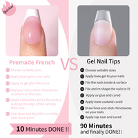 Pointes de gel colorées translucides de pré-conception naturelle OEM pour ongles en gel Ballet carré Amande Nail Press On Soft Gel French Nail Tips