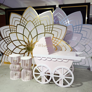 Chariot à bonbons en acrylique blanc pour mariage, nouveau design DKB, décoration de mariage, chariot à barbe à papa - Product Image 3