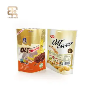 Snack Packaging Bags Doypack Stand up Pouches Custom Printed Plastic for OAT Choco Food Milk Storage Bags Heat Seal TC Shape Bag