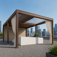 Pergola à lames orientables rétractables 3x3m 3x4m 4x4m 4x5m 4x6m 5x6m en aluminium pour extérieur, jardin et terrasse, écologique