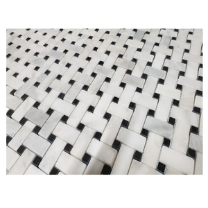 2025 blanco Bianco mármol Basketweave mosaico pulido tamaños personalizados lujo moda decoración modelo de alta calidad - Product Image 1