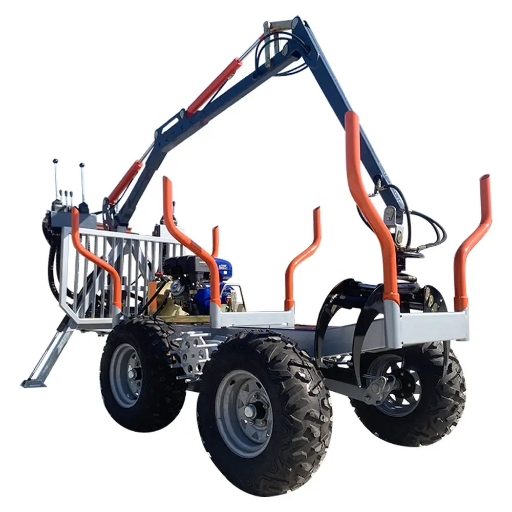 ATV 1.5ton log wood timber loader trailer with manual crane