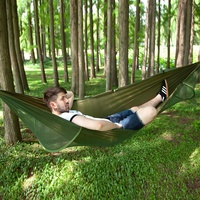Hamac de camping portable moderne pliable en nylon de haute qualité pour 2 personnes avec moustiquaire bleu