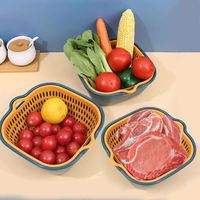 Lot de 8 paniers égouttoirs double couche en PP, multifonctionnels, compatibles lave-vaisselle, écologiques, pour fruits