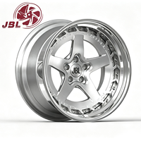Jantes forgées deux pièces 18-26 pouces, argent brossé, 5 branches, rebord gravé riveté, en alliage d'aluminium pour tuning de berlines et coupes sportives rétro