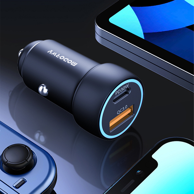 Single USB Type C Car Charger Fast PD 3.0 Charging ABS 30W Output Power 9V/2A Input 1 Year Warranty Mobile Phone 360 Rotation