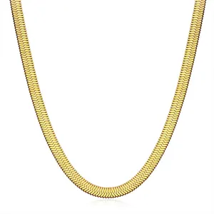 Einfache Neue Schmuck Gold Kette Gold Überzogene Flache Schlange Knochen Choker Halsketten für Party