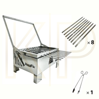 Barbecue au charbon BlazeFor Skewer Version Box-Style, avec plateau coulissant et retour manuel facile pour les grillades en extérieur