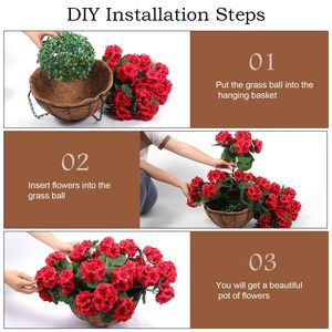 Maceta Colgante con <span class=keywords><strong>Geranios</strong></span> Artificiales Rojos para Decoración de Patio, Jardín o Balcón - Product Image 6