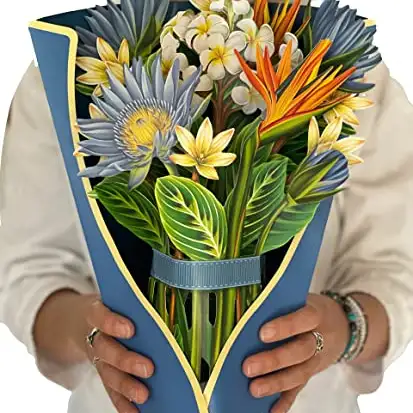 Pop-up-Karten, tropische Blüte, Blumenstrauß 3D-Popup-Grußkarten mit Notiz karte und Umschlag