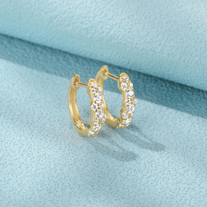 CANNER Boucles d'oreilles créoles Huggies classiques simples plaquées or 18 carats, hypoallergéniques, 100 % argent sterling S925, zircone 5A - Product Image 2