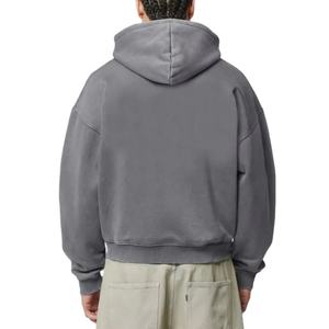 Fournisseur Fabricant sur mesure Haute qualité 100% coton Sweat à capuche oversize vintage à épaules tombantes lourd uni à fermeture éclair délavé à l'acide - Product Image 3