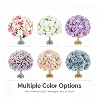 Boule de fleurs artificielles grande taille en gros, mélange de roses en soie et d'hortensias pour la décoration de tables de mariage et de banquets