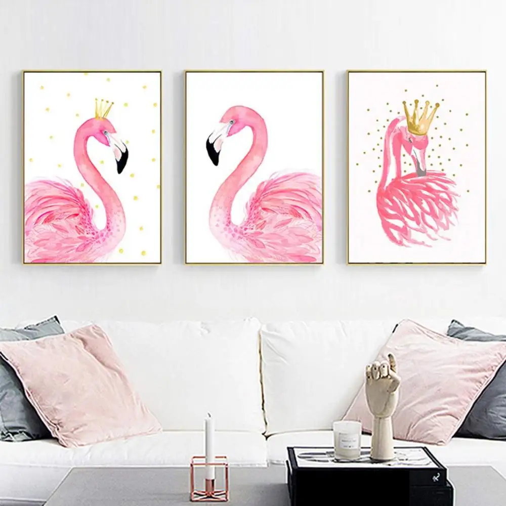 Flamingo Painting Led Canvas Painting Wall Art Canvas Oil Painting Bedroom Modern Picture