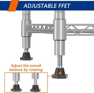 Oem ODM 5 Tier Kệ kệ đơn vị kim loại heavy duty phòng có thể điều chỉnh <span class=keywords><strong>Chrome</strong></span> dây kim loại kệ <span class=keywords><strong>Chrome</strong></span> dây kệ - Product Image 4