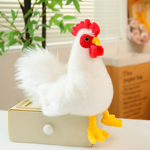 ตุ๊กตาไก่ขาวเหมือนจริง ของเล่นนุ่มนิ่ม ไก่คู่รักน่ารัก ของขวัญตกแต่งบ้าน - Product Image 4