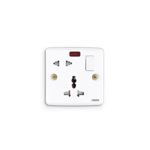 VBQN Switch And Socket 16A 5 Pin Universal Switch And Wall Socket With Neon