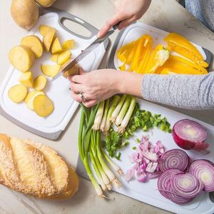 OEM Customized Non Slip <b>Rubber</b> Handle Multi Function Rectangle Index <b>Plastic</b> PP Cutting Board Set for Kitchen - Product Image 4