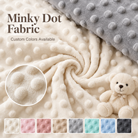 Tissu polaire en polyester à poils courts super doux personnalisé, tissu minky à pois uni pour vêtements de bébé