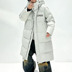 Vêtement d'extérieur pour homme de style urbain futuriste, tissu tissé imperméable, veste longue ample en duvet, OEM/ODM - Product Image 1