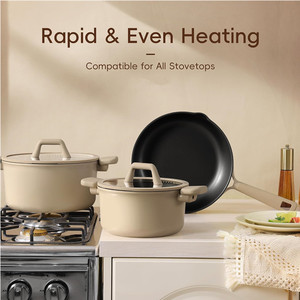 Hiện đại không dính nhà bếp <span class=keywords><strong>Cookware</strong></span> Set cảm ứng dưới chậu chảo bền vững các tính năng giá bán buôn có tính năng Kính đá cẩm thạch - Product Image 6