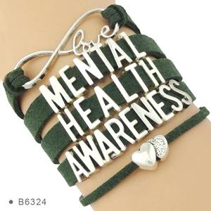 Bracelet en cuir avec ruban, pour femme et homme, ruban vert, dure longtemps, combat éveil, survie, amour, croyance, Hope, maman - Product Image 4