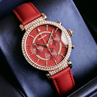 Jam Tangan Wanita Desain Mewah Kulit Asli 2026 40mm Casing Moissanite Jarum Penunjuk Bercahaya Relojes Wanita