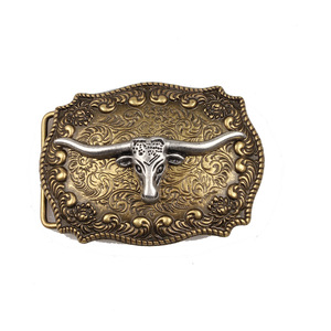 Western Cowboy Style Glatter Zink legierung gürtel für Schnalle Custom Size Kuhkopf und Bronze Design für Taschen Zubehör - Product Image 5
