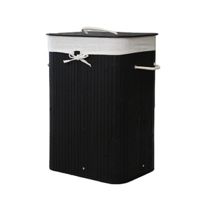 Giỏ đựng đồ giặt bằng tre gấp gọn màu đen, có tay cầm và nắp, lựa chọn tốt 72L - Product Image 1
