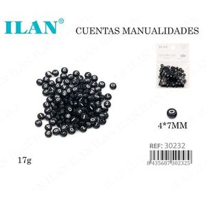 Perline Iln con numeri bianchi su sfondo nero 4x7mm per artigianato 17g - Product Image 1