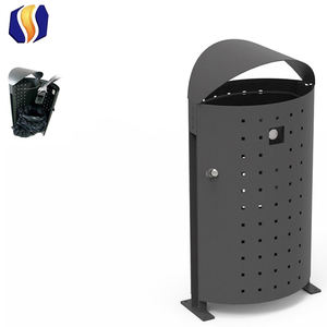 Bidone della spazzatura in acciaio zincato parco giardino <span class=keywords><strong>esterno</strong></span> bidone della polvere pubblico contenitore per rifiuti in acciaio perforato - Product Image 1