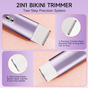 Body <b>Face</b> Legs Bikini Pubic Hair Groomer Painless Hair Remover Trimmer Rechargeable for 2-in-1 Electric Lady <b>Shaver</b> & Epilator - Product Image 2