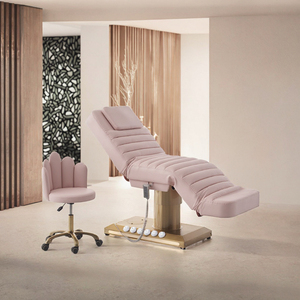 <span class=keywords><strong>Table</strong></span> <span class=keywords><strong>de</strong></span> <span class=keywords><strong>massage</strong></span> esthétique <span class=keywords><strong>de</strong></span> luxe à 3 moteurs avec base dorée, en cuir synthétique réglable, avec tabouret pour technicien, pour spa et salon <span class=keywords><strong>de</strong></span> cils - Product Image 2
