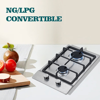 Cuisinière à gaz en acier inoxydable à 2 brûleurs, prix d'usine, pour maison et hôtel, encastrable, double cuisinière OEM, commande par bouton, plaque de cuisson de cuisine