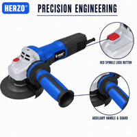 Meuleuse d'angle électrique HERZO 230V 1400W 125mm 3000-11000 tr/min, usage industriel et bricolage