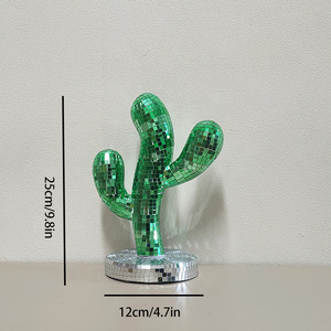 Estatua de Cactus con Espejo <span class=keywords><strong>Disco</strong></span>, Decoración de Cactus con Espejo de Mosaico Verde para Habitación de Estética Tropical, Adorno para el Hogar, Decoración <span class=keywords><strong>Disco</strong></span> - Product Image 6