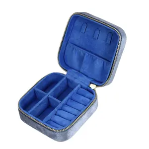 LG7204D Factory wholesale handmade jewelry box square velvet travel jewelry display hot sales gift for girls and women