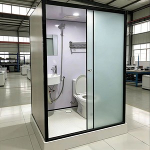 Unité de salle de bain tout-en-un de luxe moderne, préfabriquée, pour camping-car, avec douche, toilettes et bac rectangulaire en acrylique portable - Product Image 1