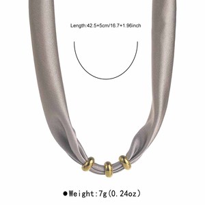 Adjustable Boho Jewelry Silk Scarf Stainless Steel Charm <strong>Necklace</strong> Chunky <strong>Statement</strong> <strong>Necklace</strong> - Product Image 3